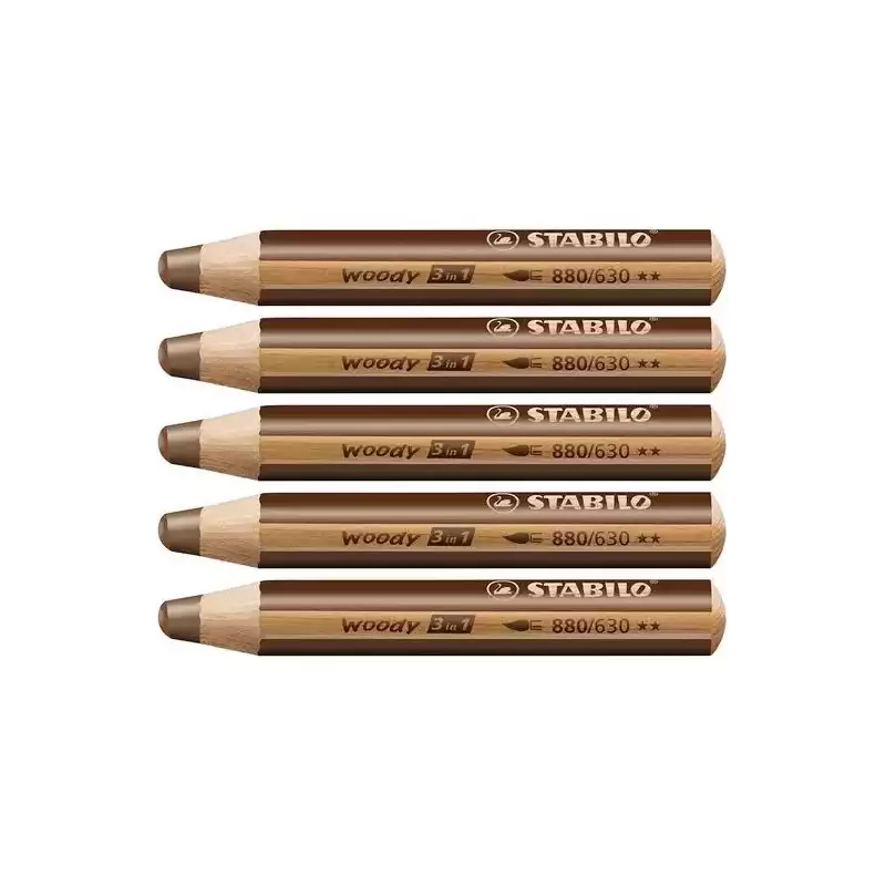 880/630 STABILO LÁPICES DE COLORES WOODY 3 EN 1 MARRÓN ESTUCHE 5 UD