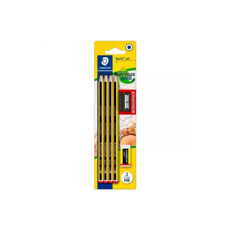 120 SBK8P1 STAEDTLER BLÍSTER CON 8 LÁPICES NORIS 120-2 + UNA GOMA NORIS 526 N40 + REGALO DE 1 AFILALÁPICES SIMPLE DE PLÁSTICO