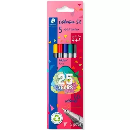 334 BK5 TA STAEDTLER ESTUCHE 4+1 ROTULADORES TRIPLUS FINELINER 334 PUNTA SUPERFINA C/SURTIDOS