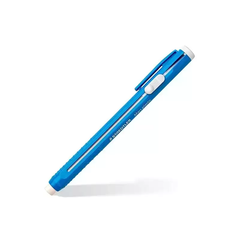 528 50 STAEDTLER PORTAGOMAS MARS PLASTIC CON CLIP + GOMA DE RECARGA AZUL