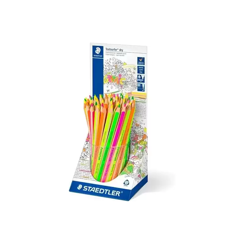 128 64KP48 STAEDTLER LÁPICES DE COLORES TEXTSURFER DRY FLUORESCENTES SURTIDOS EXPOSITOR 48 UD
