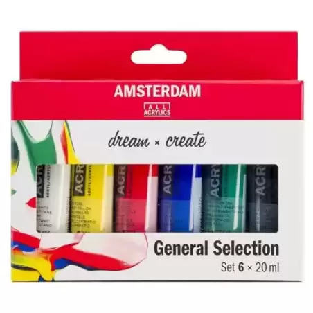 17820406 TALENS AMSTERDAM STANDARD SERIES SET ACRÍLICOS SELECCIÓN GENERAL TUBO 20ML ESTUCHE 6 UD