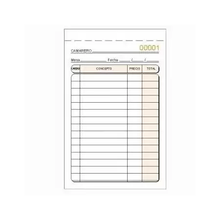 T-160N TALONARIO CAMAREROS ESPECIAL BOLSILLO ORIGINAL SOLO NUMERADO