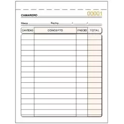 T-58 TALONARIO CAMAREROS OCTAVO NATURAL SIN COPIA