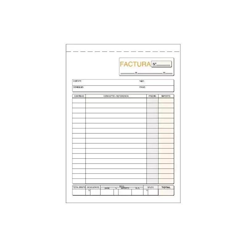 T-63 TALONARIO FACTURAS CUARTO NATURAL DUPLICADO AUTOCOPIA