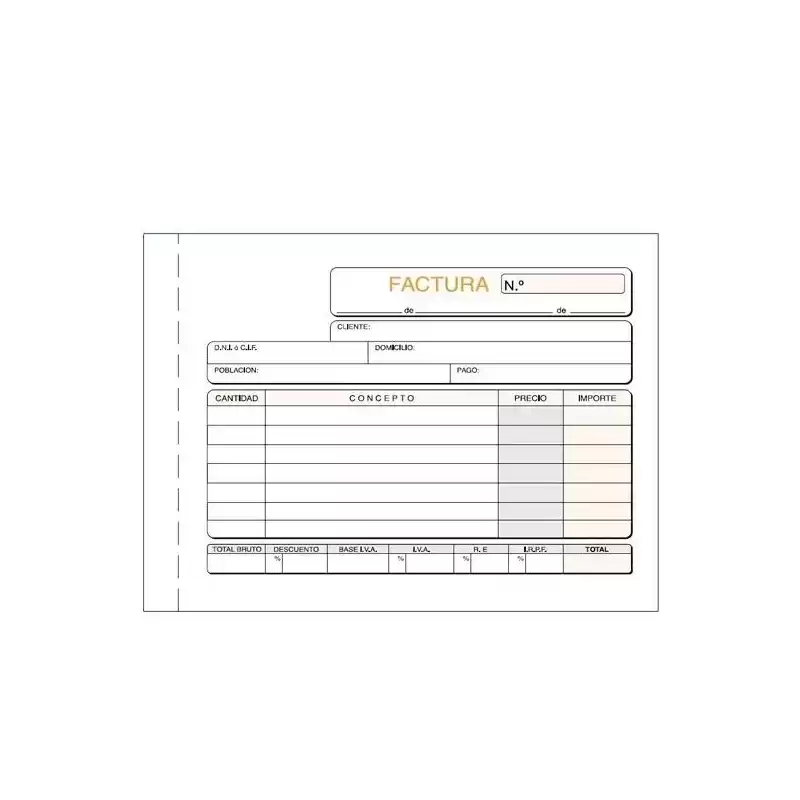 T-67 TALONARIO FACTURAS OCTAVO APAISADO DUPLICADO AUTOCOPIA