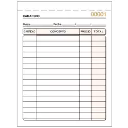 T-88 TALONARIO CAMAREROS OCTAVO DUPLICADO AUTOCOPIA