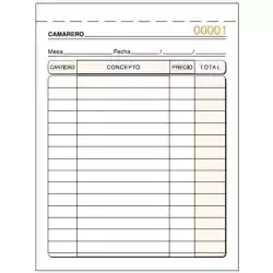 T-89 TALONARIO CAMAREROS OCTAVO NATURAL TRIPLICADO AUTOCOPIA