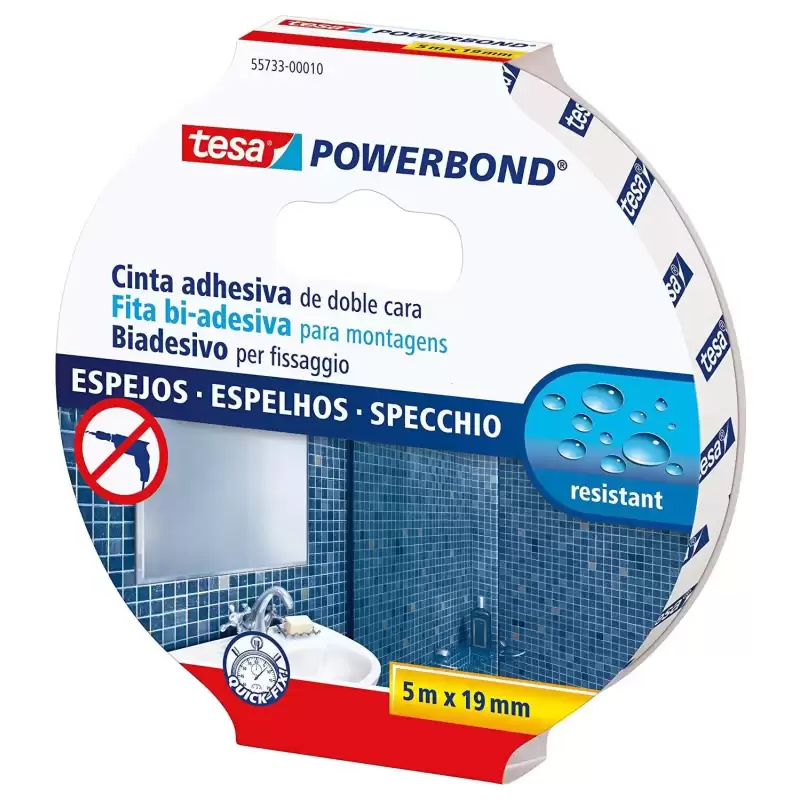 55733-00018-02 TESA CINTA ADHESIVA DE MONTAJE DOBLE CARA POWERBOND 19MM X 5M ESPEJOS