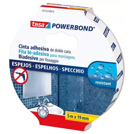 55733-00018-02 TESA CINTA ADHESIVA DE MONTAJE DOBLE CARA POWERBOND 19MM X 5M ESPEJOS
