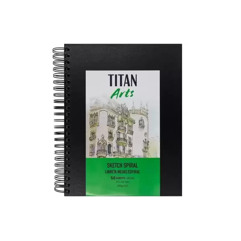 122002129 TITAN ARTS LIBRETA DE DIBUJO PARA BOCETOS ESPIRAL A4 50H 200GR