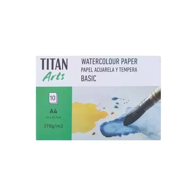 122012129 TITAN ARTS PAPEL ACUARELA Y TÉMPERA BASIC A4 10H 370GR