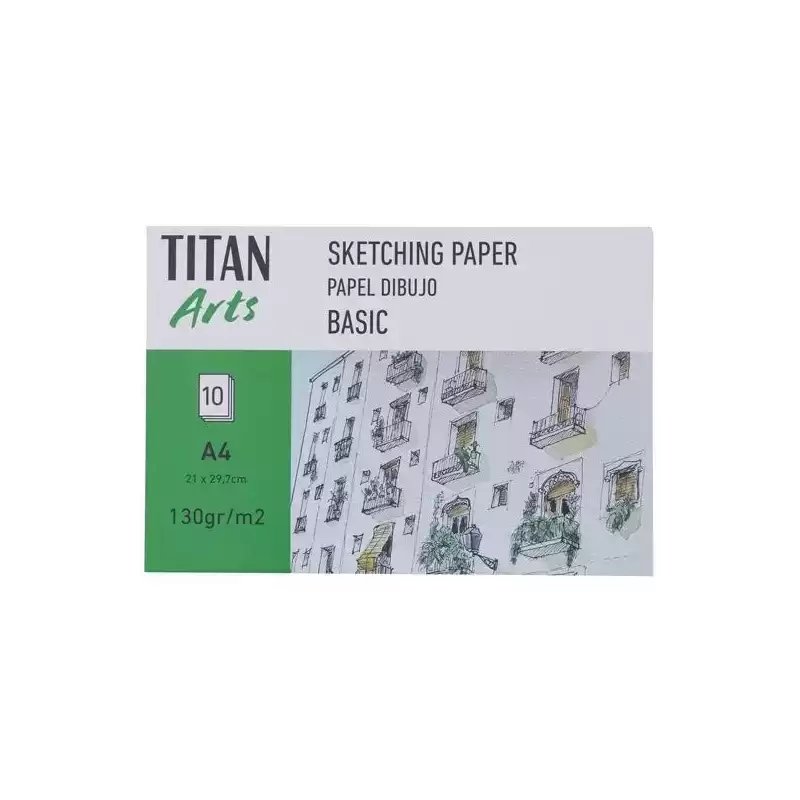 122022129 TITAN ARTS PAPEL DE DIBUJO PARA BOCETOS BASIC A4 10H 130GR