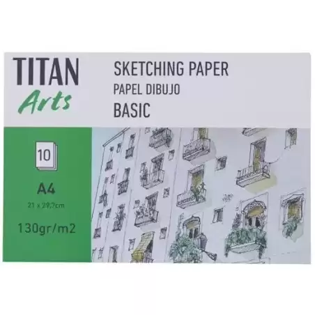122022129 TITAN ARTS PAPEL DE DIBUJO PARA BOCETOS BASIC A4 10H 130GR