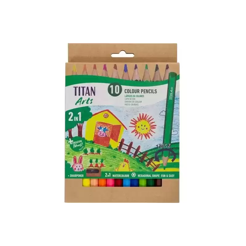 130110010 TITAN ARTS LÁPICES DE COLORES INICIACIÓN SURTIDOS ESTUCHE 10 UD + SACAPUNTAS