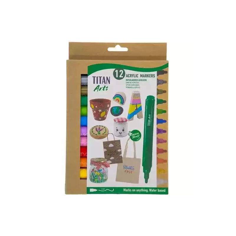 130600012 TITAN ARTS ROTULADORES ACRÍLICOS COLORES SURTIDOS ESTUCHE 12 UD