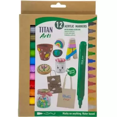 130600012 TITAN ARTS ROTULADORES ACRÍLICOS COLORES SURTIDOS ESTUCHE 12 UD