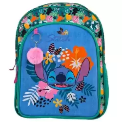 T434-1068 TOYBAGS MOCHILA PRIMARIA STITCH TROPICAL DOBLE COMPARTIMENTO 44X30X20CM ADAPTABLE A CARRO