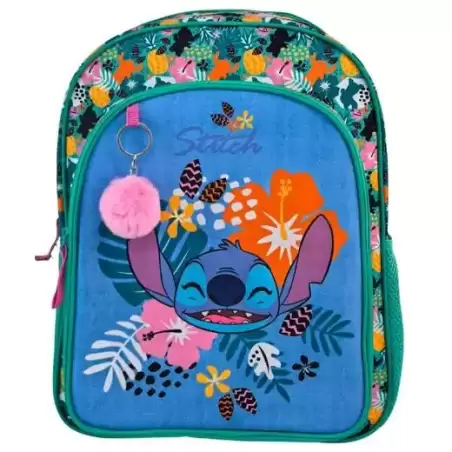 T434-1068 TOYBAGS MOCHILA PRIMARIA STITCH TROPICAL DOBLE COMPARTIMENTO 44X30X20CM ADAPTABLE A CARRO