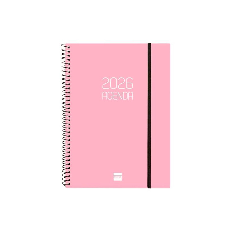742764526 FINOCAM AGENDA ESPIRAL OPAQUE E10-155X212MM SVH TAPA PP ROSA 2026