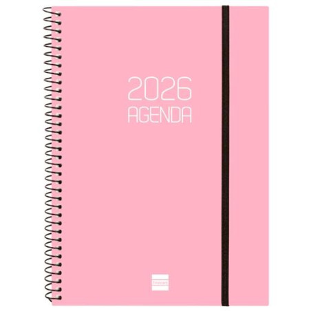 742764526 FINOCAM AGENDA ESPIRAL OPAQUE E10-155X212MM SVH TAPA PP ROSA 2026