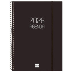 742766026 FINOCAM AGENDA ESPIRAL OPAQUE E10-155X212MM SVH TAPA PP NEGRO 2026