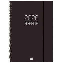 742786026 FINOCAM AGENDA ESPIRAL OPAQUE E40-210X297MM SVH TAPA PP NEGRO 2026