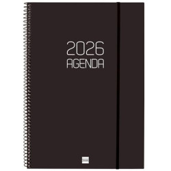 742856026 FINOCAM AGENDA ESPIRAL OPAQUE E40-210X297MM SVV TAPA PP NEGRO 2026