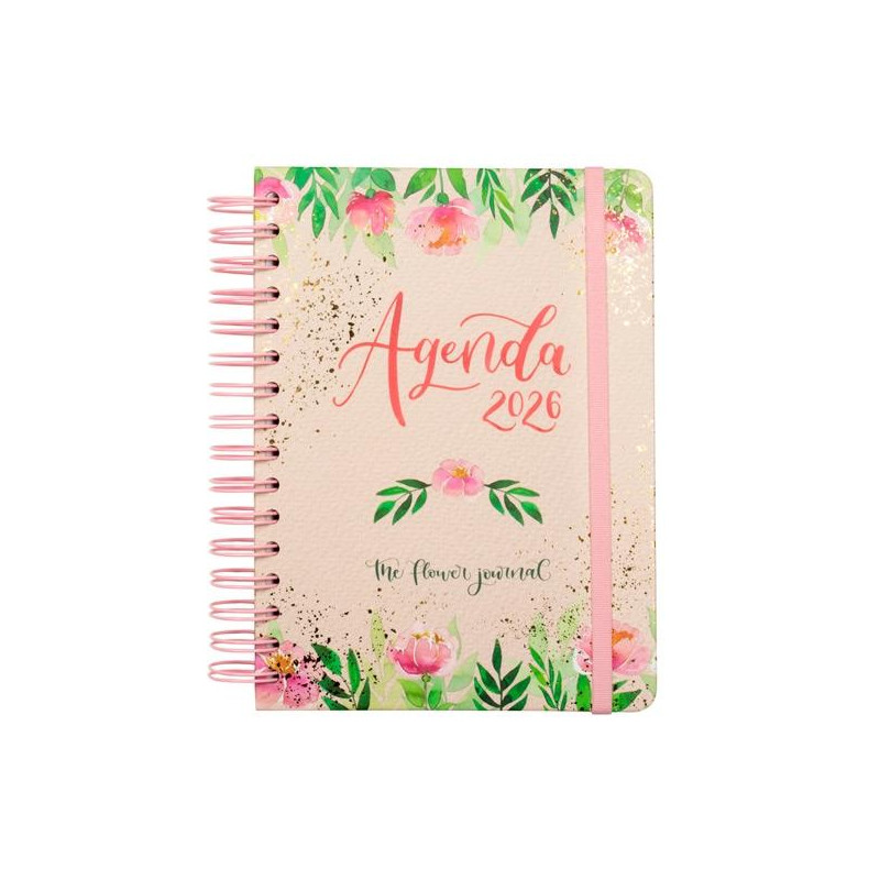 770320126 FINOCAM AGENDA ESPIRAL THE FLOWER JOURNAL E10-155X212MM 1DP TAPA DURA ROSA 2026