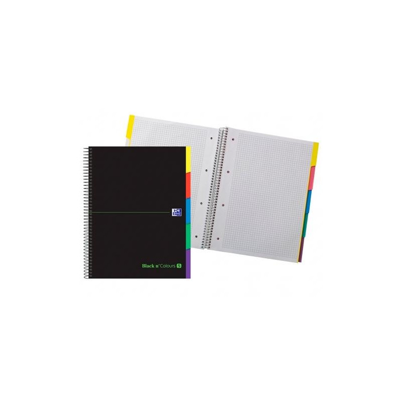 400088331 OXFORD CUADERNO EUROPEANBOOK 5 &YOU 100H A4+ 5X5 CON 5 PESTAÑAS TAPA EXTRADURA NEGRO