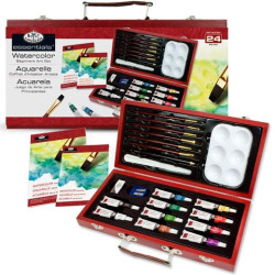 RSET-WAT3000 ROYAL LANGNICKEL JUEGO DE ACUARELAS PARA PRINCIPIANTES 24 PIEZAS EN MALETÍN DE MADERA