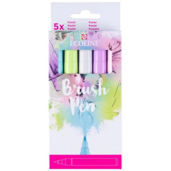 11509931 TALENS ECOLINE ROTULADORES BRUSH PEN PUNTA PINCEL SURTIDO PASTEL ESTUCHE 5 UD