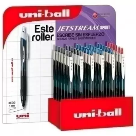 182634918 UNIBALL ROLLERBALL JETSTREAM SPORT SXN-150E RETRÁCTIL 1.0MM COLORES ROJO-NEGRO-AZUL EXPOSITOR 36 UD
