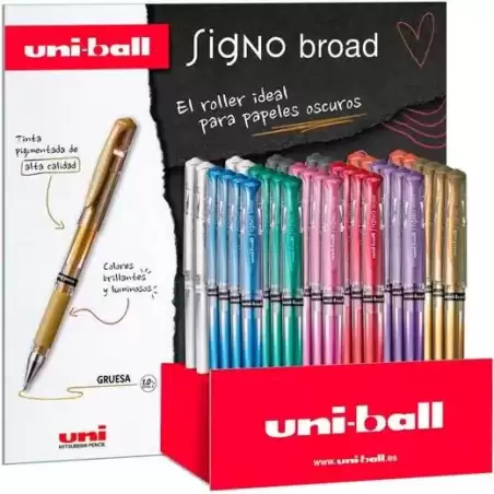 182634955 UNIBALL ROLLERBALL SIGNO BROAD UM-153 1.0MM SURTIDO METÁLICO EXPOSITOR 36 UD