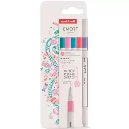 302422260 UNIBALL EMOTT ROTULADORES DE ESCRITURA Y DIBUJO COLORES DULCES ESTUCHE 5 UD