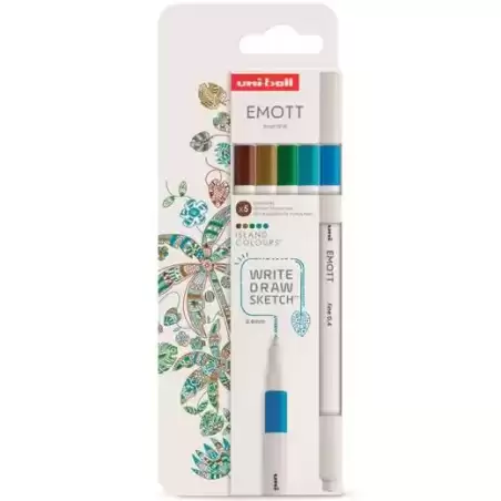 302422262 UNIBALL EMOTT ROTULADORES DE ESCRITURA Y DIBUJO COLORES TROPICALES ESTUCHE 5 UD