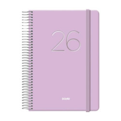 12574-2026 DOHE AGENDA ANUAL GLOSS ESPIRAL 12.5X18CM DP CIERRE C/GOMA MORADO 2026