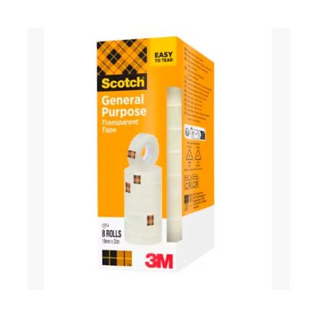 7100336276 SCOTCH CINTA TRANSPARENTE 508 19X33M -PACK 8 ROLLOS-