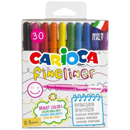 44105 CARIOCA ROTULADOR FINELINER COLORES BRILLANTES ESTUCHE 30 UD