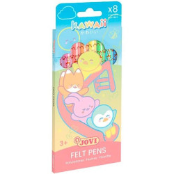 KW1608P JOVI ROTULADORES KAWAII FELT PENS C/SURTIDOS PASTEL ESTUCHE 8 UD