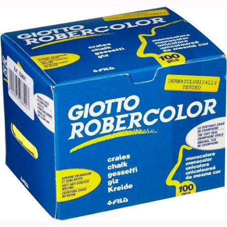 F539601 GIOTTO TIZA ROBERCOLOR AMARILLO ANTIPOLVO CAJA DE 100