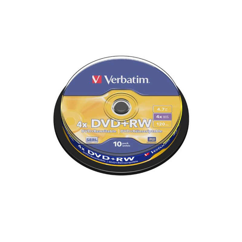 DVD+RW VERBATIM 43488 - 4.7GB · 4X · Tarrina 10 unidades