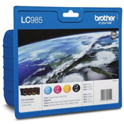 Pack Cartucho Original BROTHER LC985 BK+C+M+Y - LC985VALBP [ML-8.7][PAG-300]