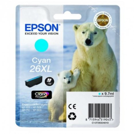 Cartucho Original EPSON 26XL Cyan - C13T26324010 [ML-12.4][PAG-700]