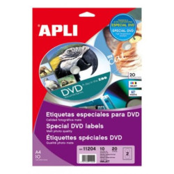 Etiquetas DVD APLI Mate A4 20 unidades - PL11204