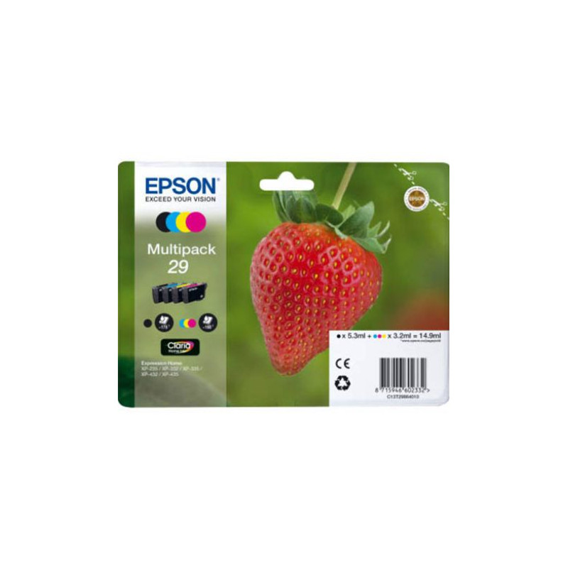 Pack Cartucho Original EPSON 29 BK+C+M+Y - C13T29864010 [ML-3.2][PAG-180]