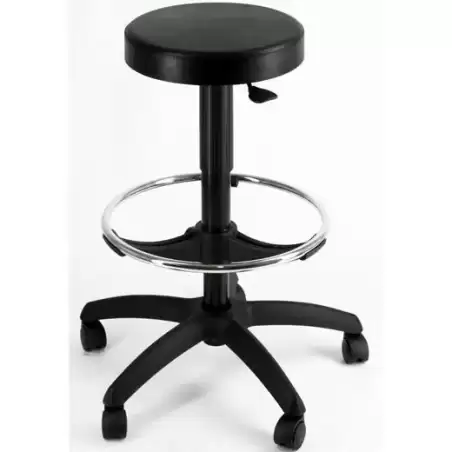 EOE13 UNISIT TABURETE ESOS GIRATORIO REGULABLE C/REPOSAPIÉS POLIURETANO NEGRO