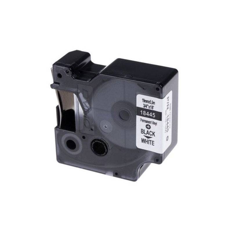 Cinta de Etiquetas Industrial DYMO 19mm x 5.5 Vinilo Negro sobre Blanco - S0718620