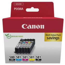 Pack 5 Cartuchos Originales CANON 580/581 BK+C+M+Y Negro Foto - 2078C007 [ML-11]