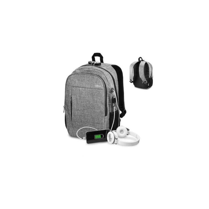Mochila para Portátil SUBBLIM URBAN LOCK SUB-BP-1UL0001 - 16 · USB  · Gris
